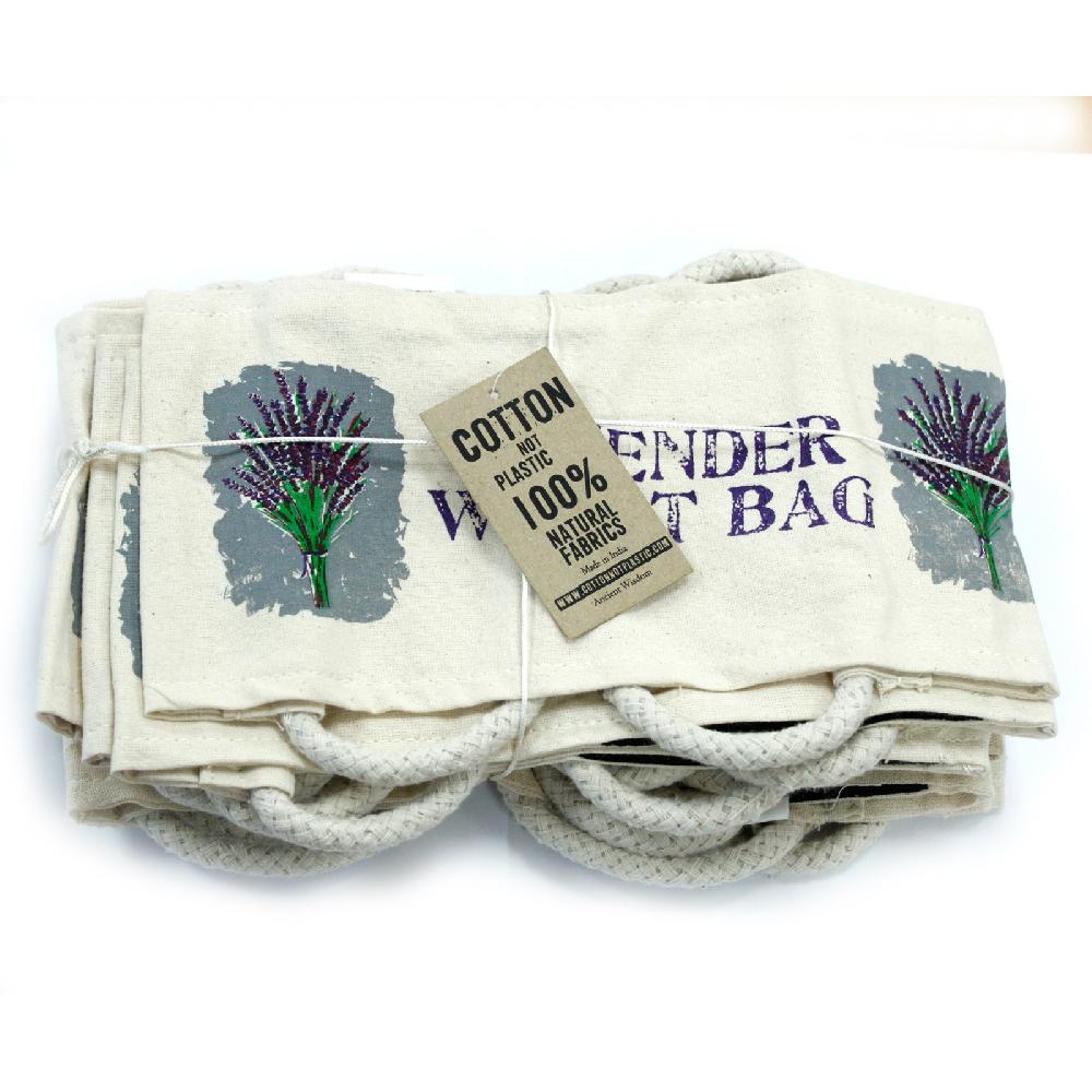 10x Empty Cotton Wheat Bags With Rope Handles - Floral Patterns