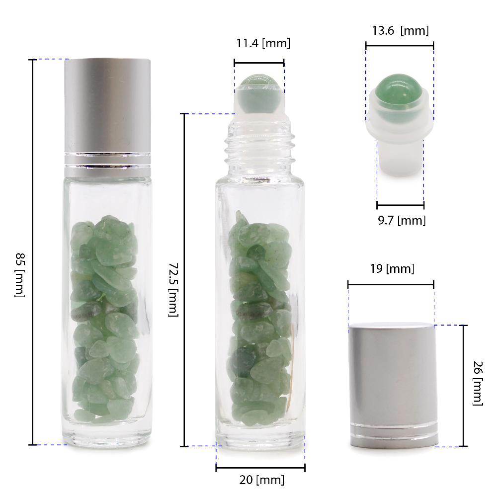 10x Gemstone Essential Oil Roller Bottle - Amethyst - Silver Cap