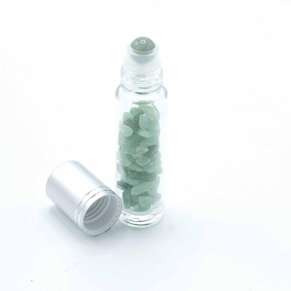 10x Gemstone Essential Oil Roller Bottle - Aventurine - Silver Cap