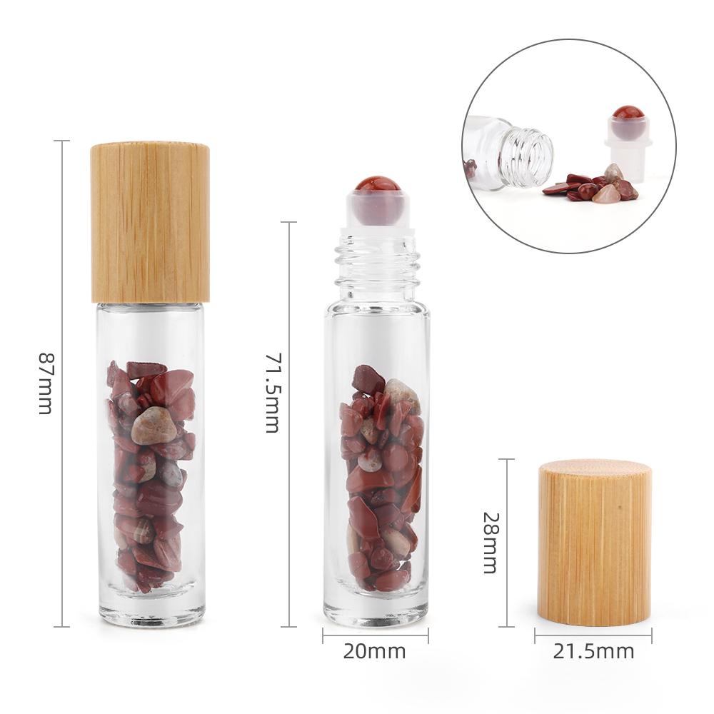 10x Gemstone Essential Oil Roller Bottle - Red Jasper - Wooden Cap