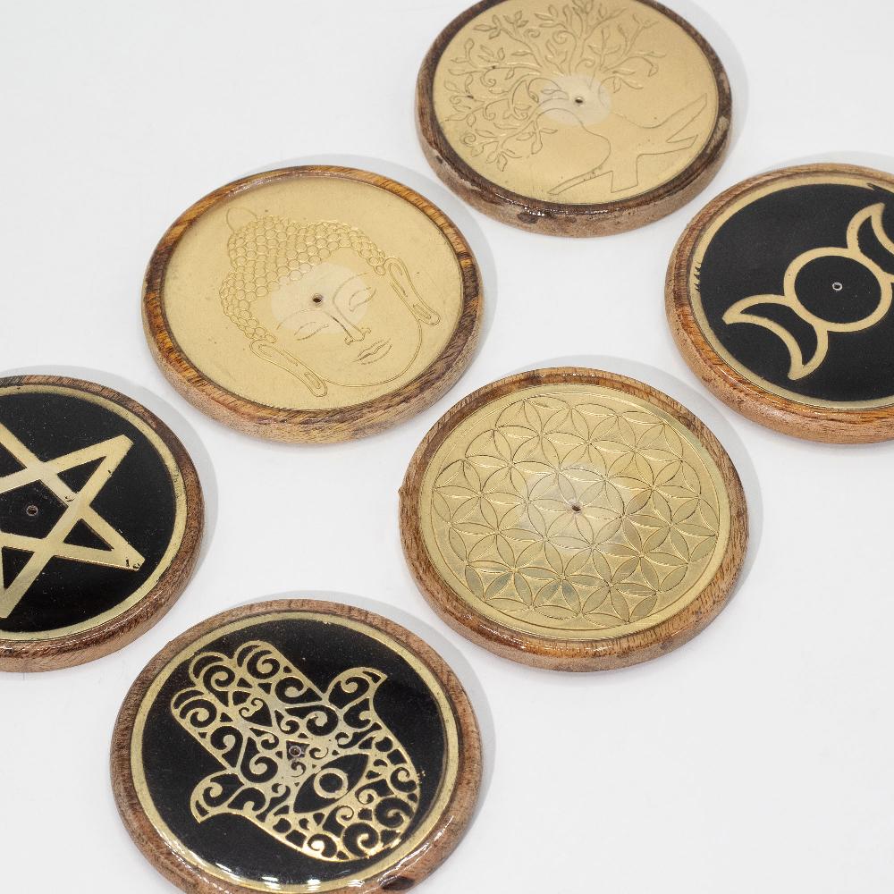 10x Gold On Mango Wood - Flower Of Life