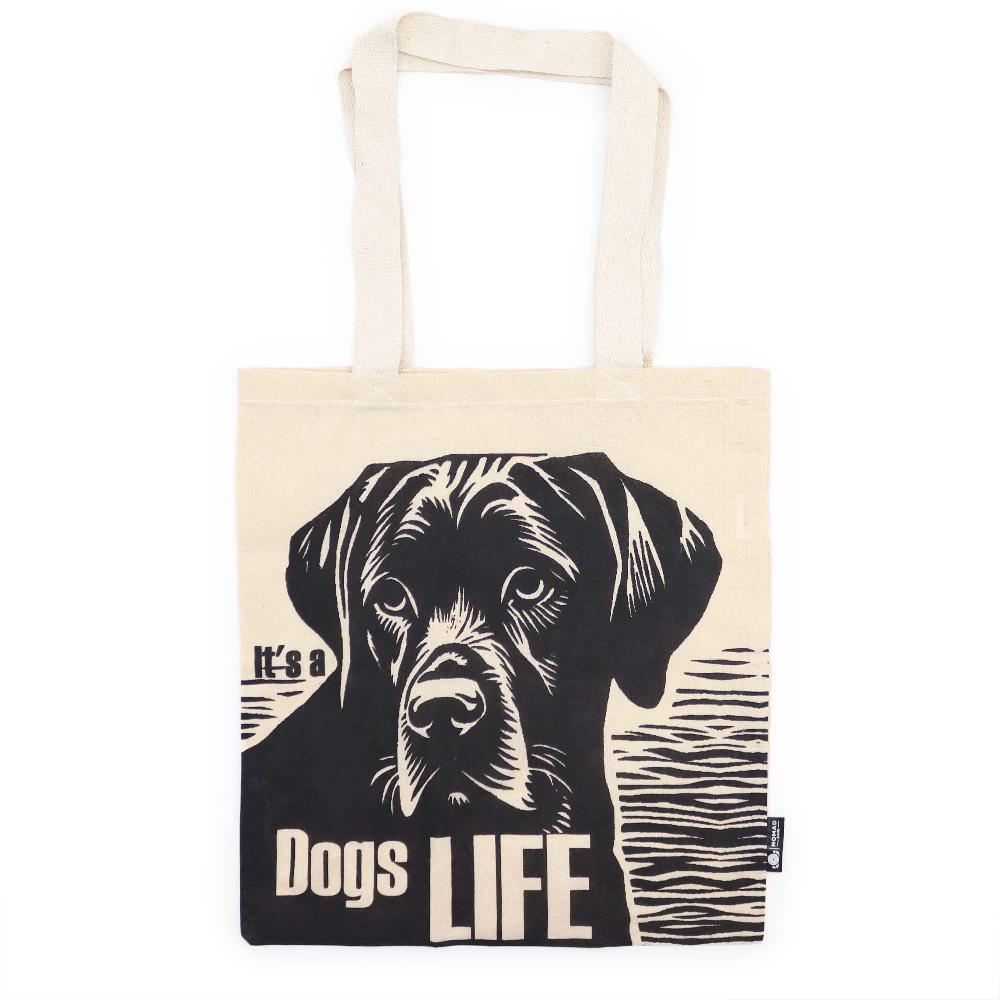 10x Iconic Basic Tote Bag - Dog's Life - (40x36cm) - Natural 4oz