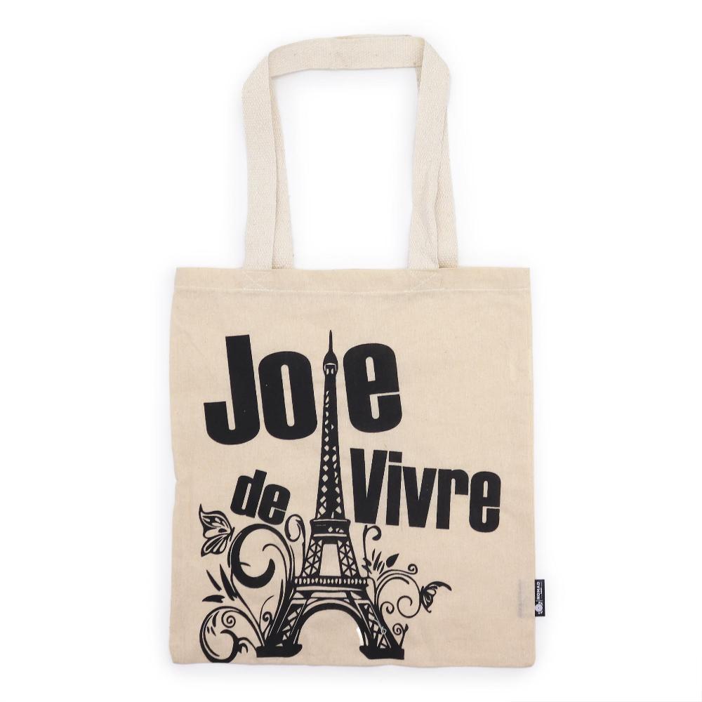10x Iconic Basic Tote Bag - Joie de Vivre- (40x36cm) - Natural 4oz