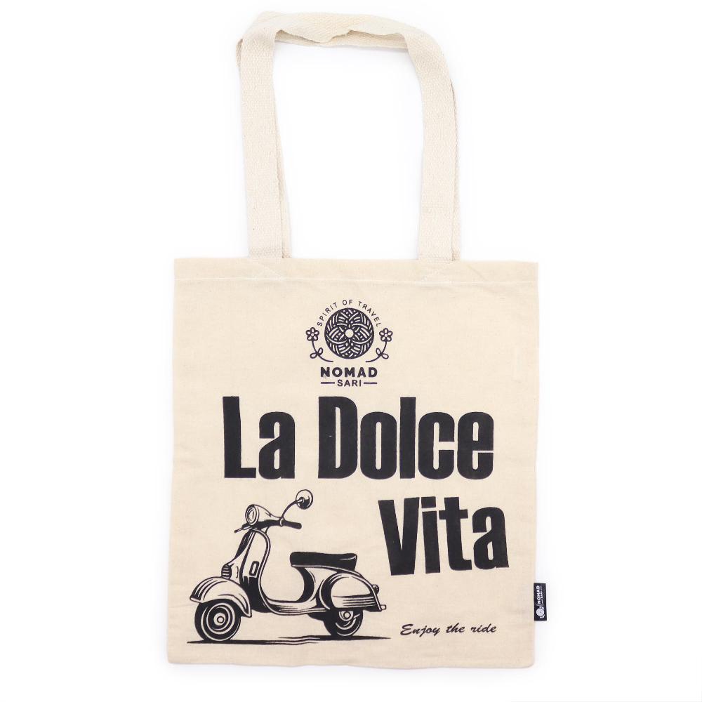 10x Iconic Basic Tote Bag - La Dolce Vita - (40x36cm) - Natural 4oz