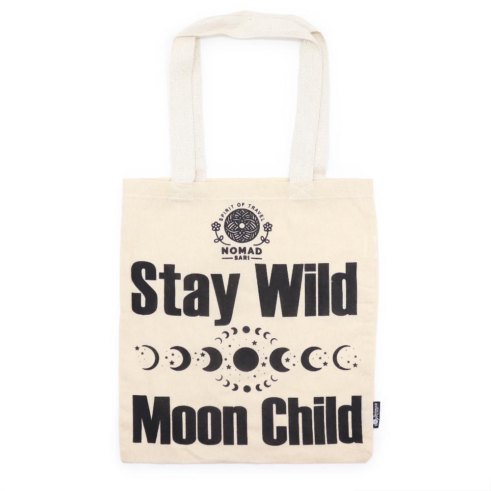 10x Iconic Basic Tote Bag - Stay Wild Moon Child - (40x36cm) - Natural 4oz
