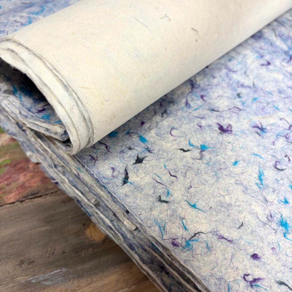 10x Lokta Craft / Wrapping Paper (510x76cm) - Blue Cotton
