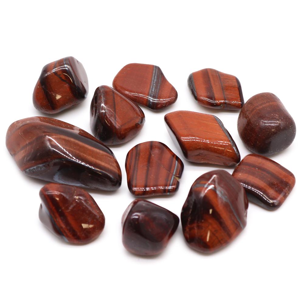 12x Medium African Tumble Stone - Tiger's Eye - Red