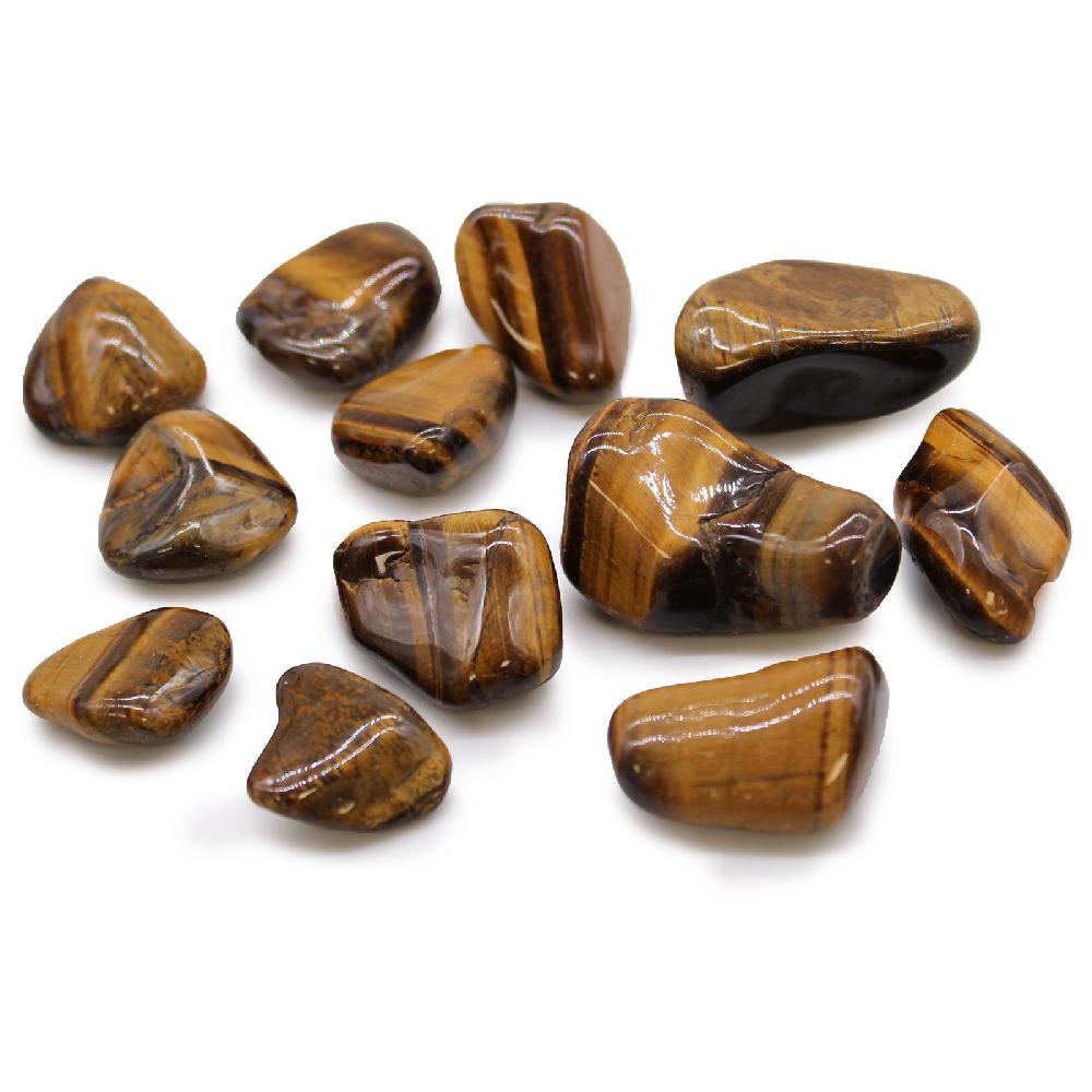 12x Medium African Tumble Stone - Tigers Eye - Golden