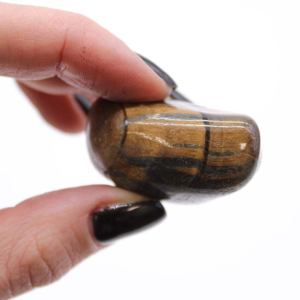 12x Medium African Tumble Stone - Tigers Eye - Varigated