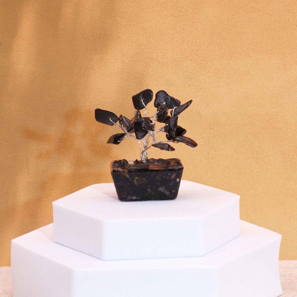 12x Mini Gemstone Trees On Orgonite Base - Black Agate (15 stones)