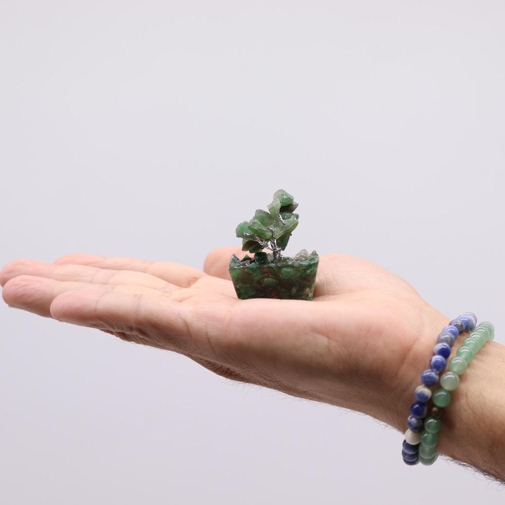 12x Mini Gemstone Trees On Orgonite Base - Green Aventurine (15 Stones)