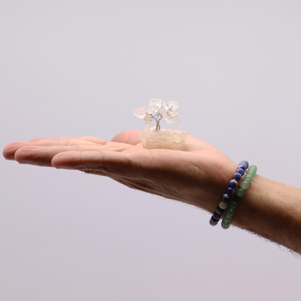 12x Mini Gemstone Trees On Orgonite Base - Rock Quartz (15 Stones)