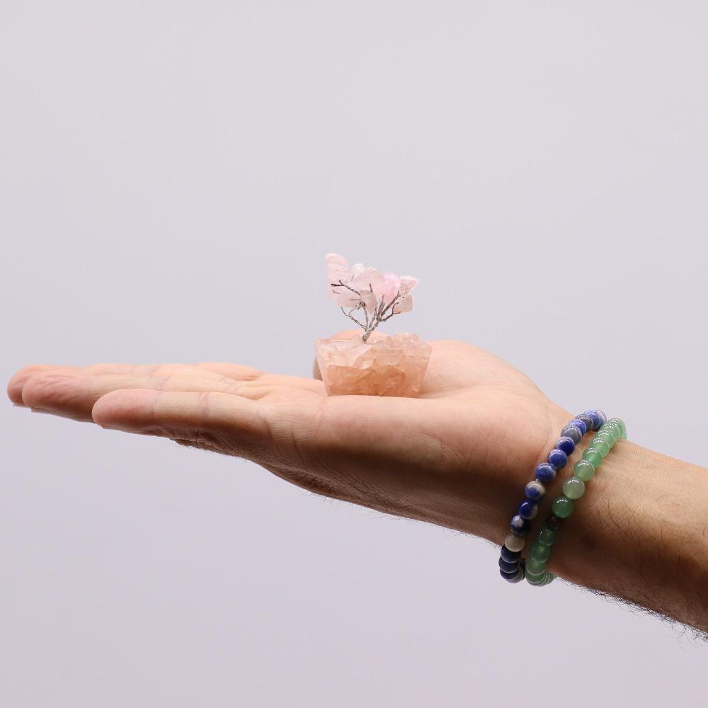 12x Mini Gemstone Trees On Orgonite Base - Rose Quartz (15 Stones)