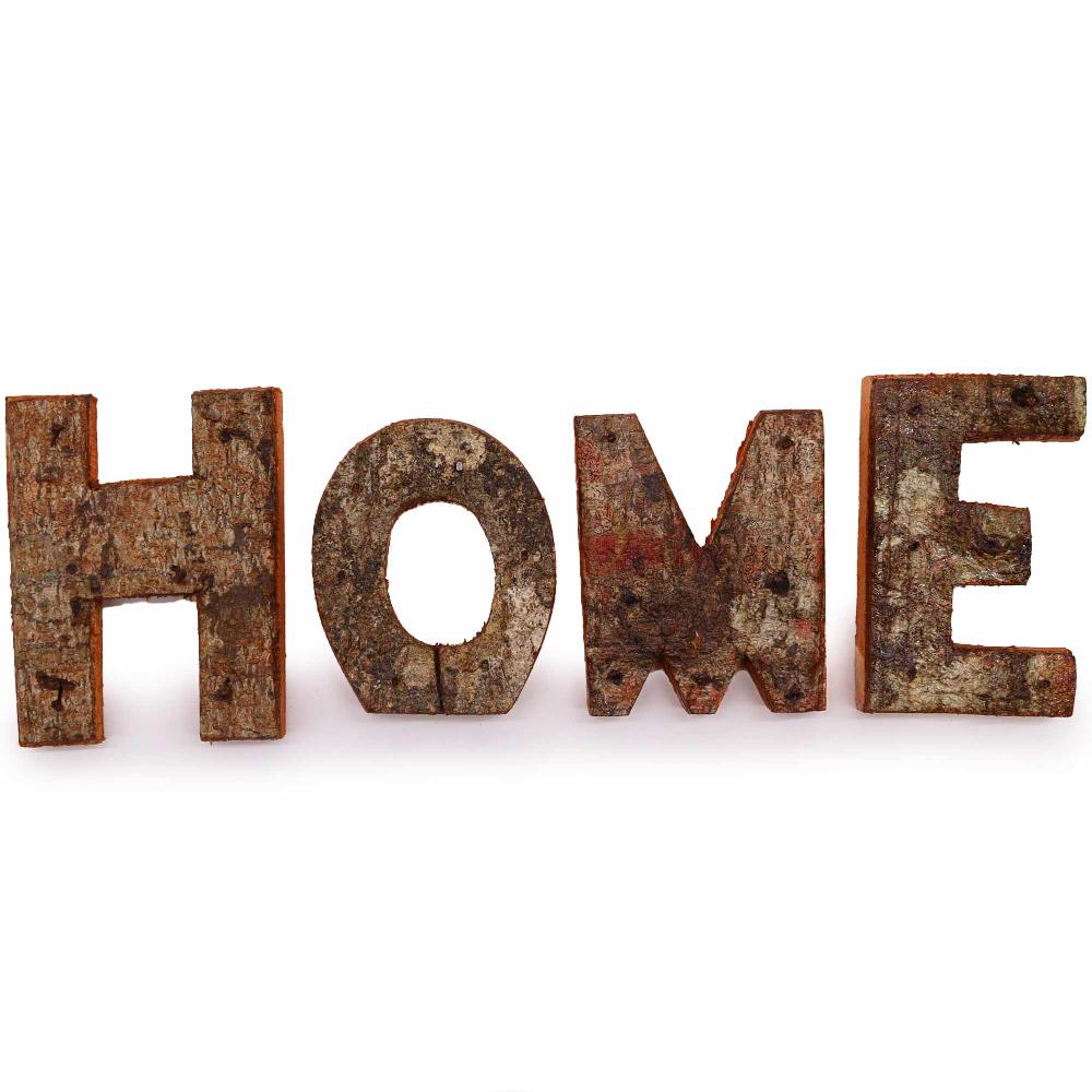 12x Rustic Bark Letter Set - HOME (4x3) - 7cm