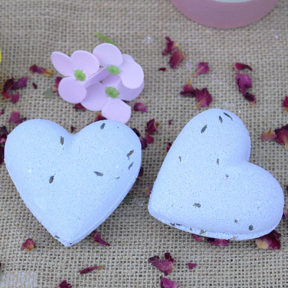 16x Love Heart Bath Bomb 70g - French Lavender