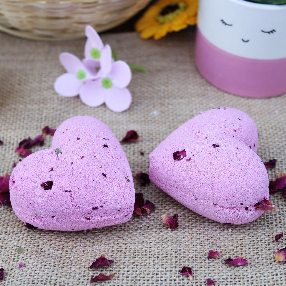 16x Love Heart Bath Bomb 70g - Ylang & Rose