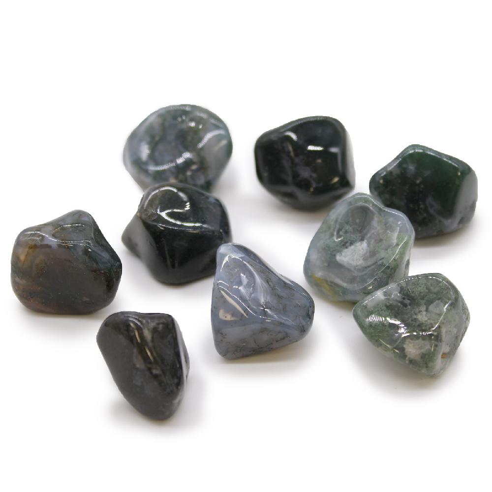18x XL Tumble Stones - Green Moss Agate