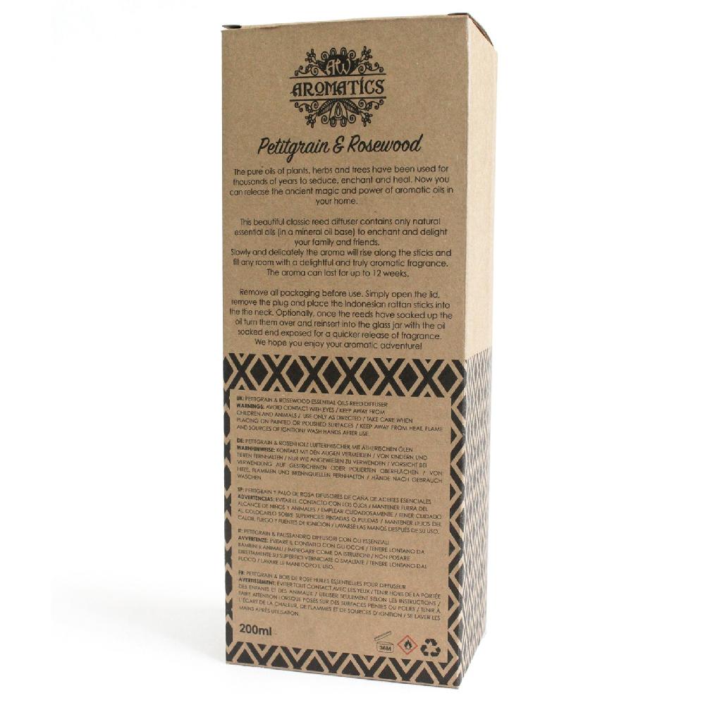 200ml Petitgrain & Rosewood Essential Oil Reed Diffuser