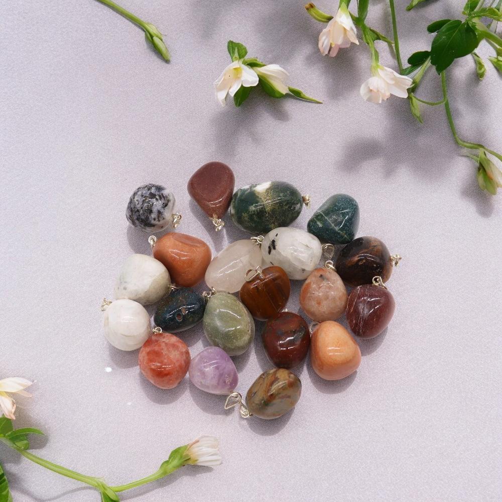 20x Mixed Silver Plated Crystal Tumbled Stone Pendants