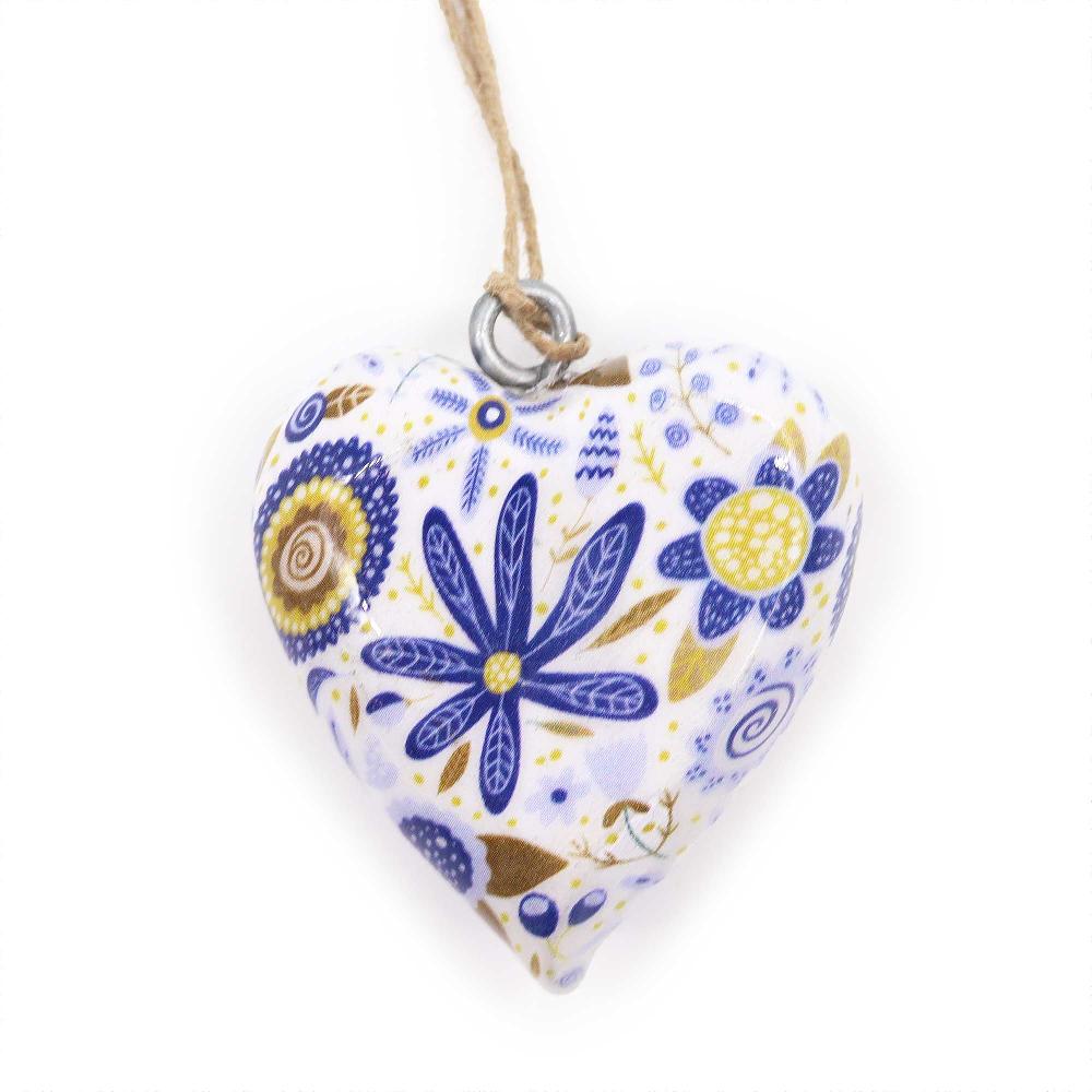 24x Lrg Decor Wood Hearts - Blue Floral (24)