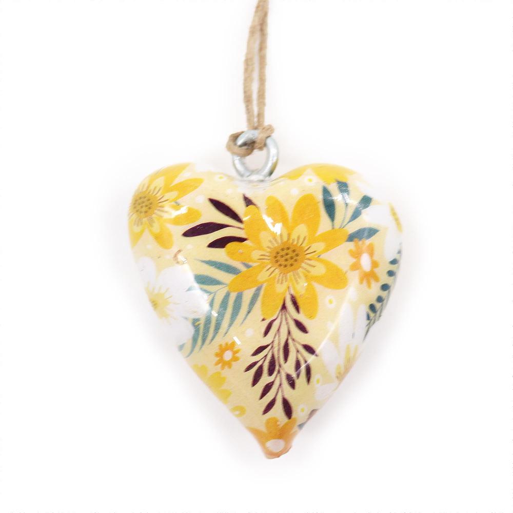 24x Lrg Decor Wood Hearts - Yellow Floral (24)
