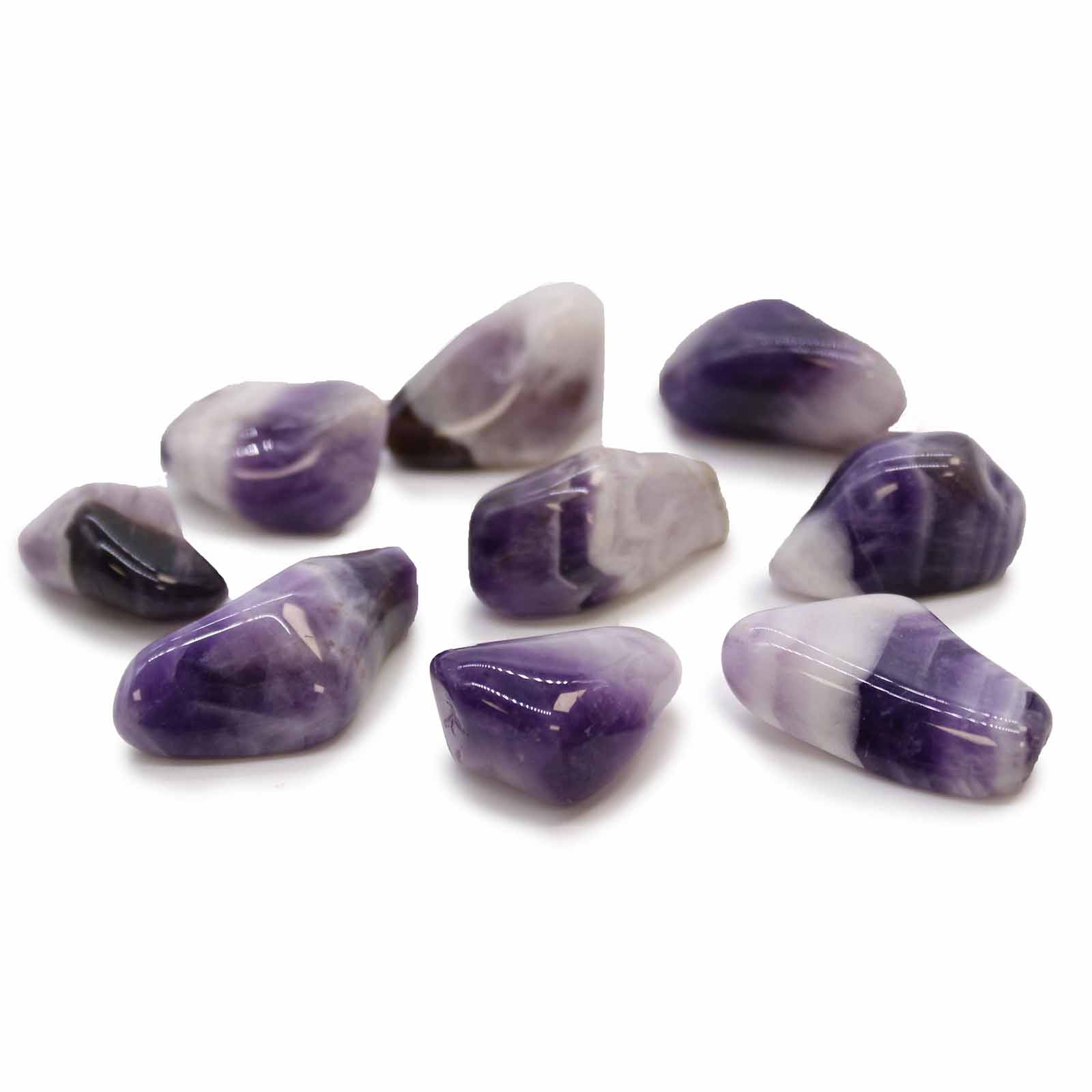 24x M Tumble Stone - Amethyst Banded (Grade B)