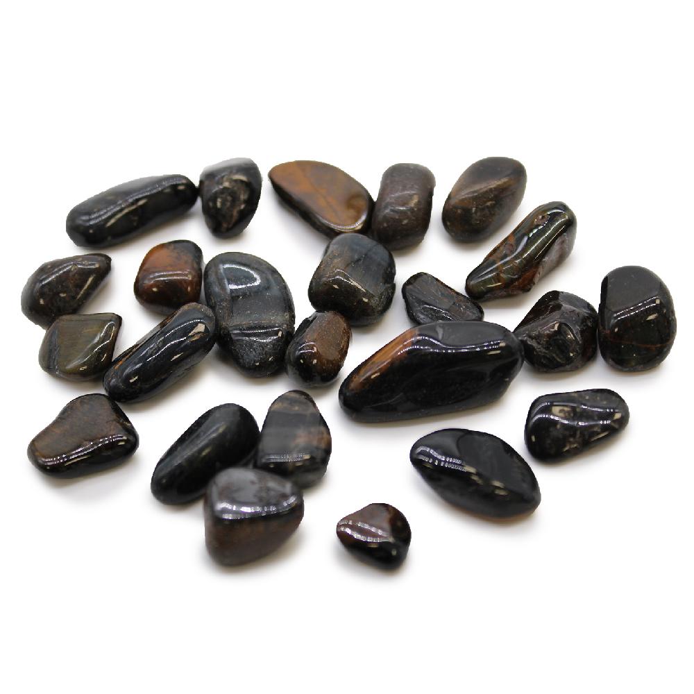 24x Small African Tumble Stone - Tigers Eye - Blue