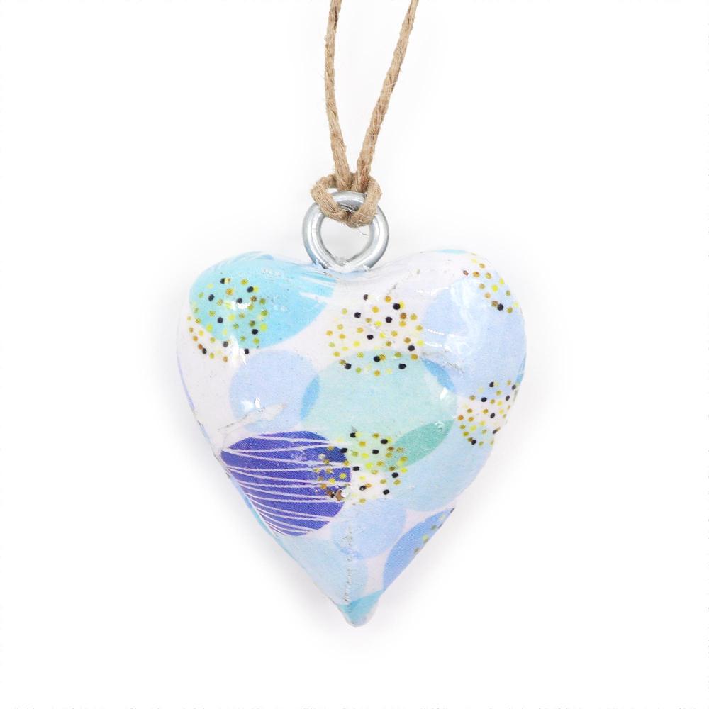 24x Small Decor Wood Hearts - Blue Abstract (24)