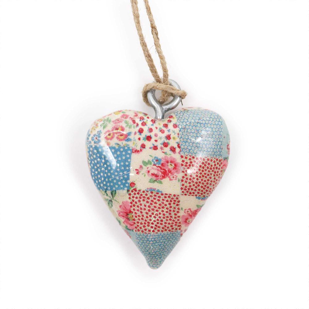 24x Small Decor Wood Hearts - Cheque Blue & Red (24)