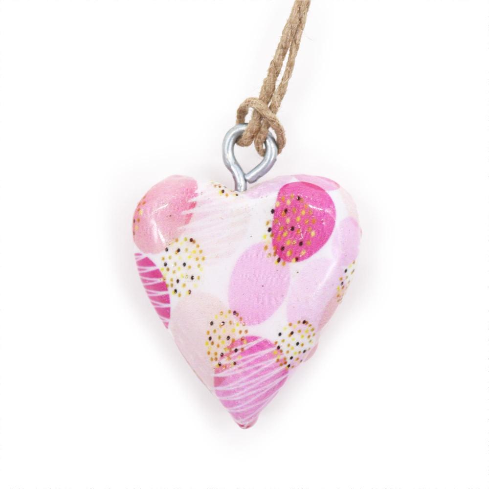 24x Small Decor Wood Hearts - Pink Abstract (24)