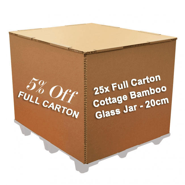 25x Full Carton Cottage Bamboo Glass Jar - 20cm