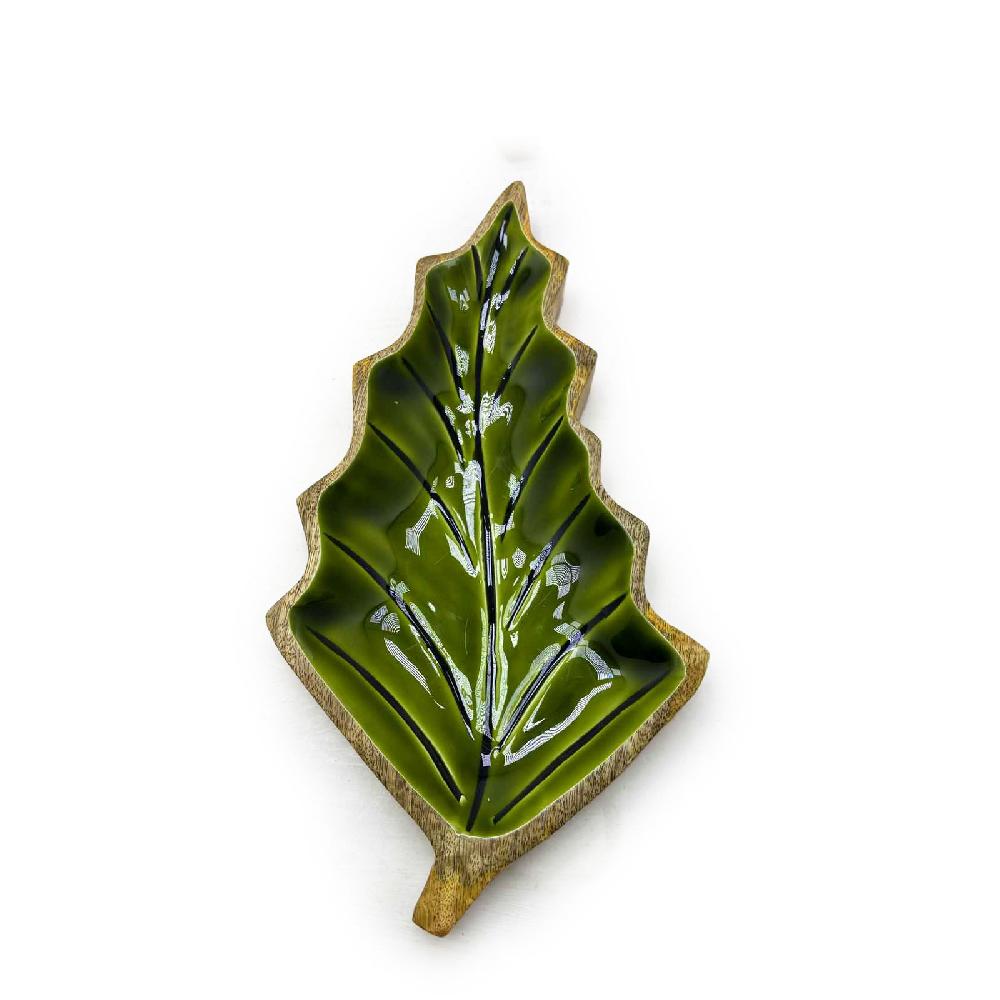 2x Lost in the Forrest - Enamel Leaf Wooden Bowl