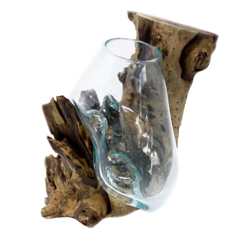 2x Molten Glass on Wood - Hanging Bowl