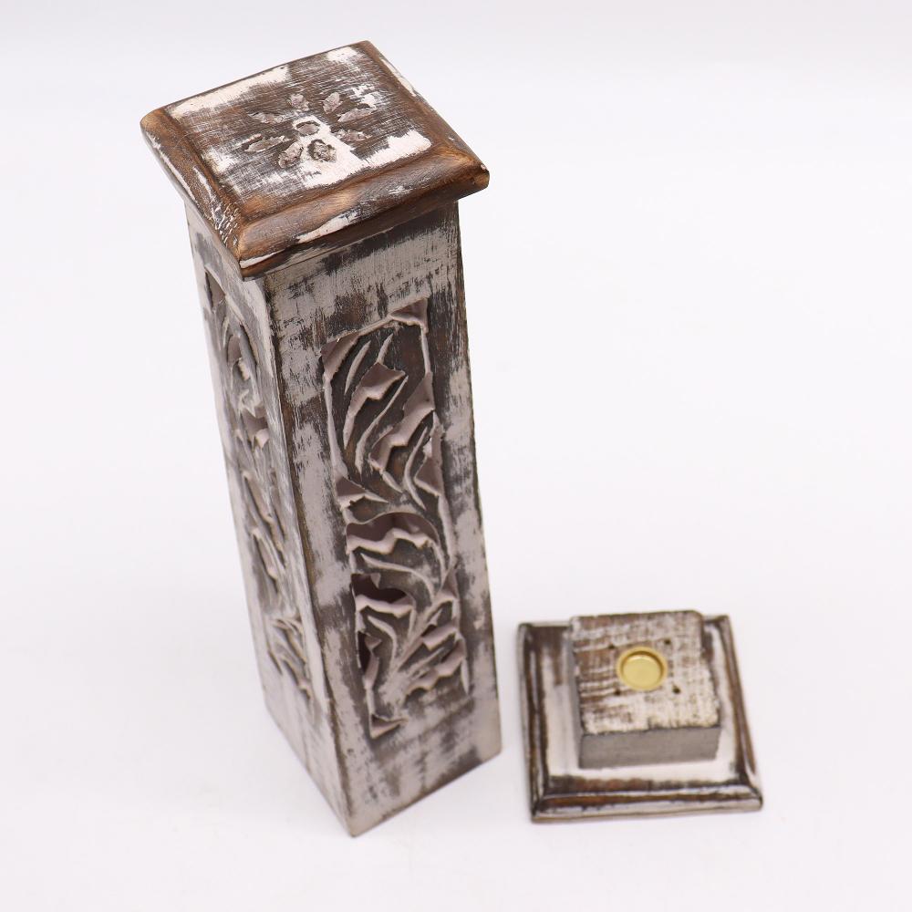 2x Tapered Incense Tower Washed Des2 - Mango Wood