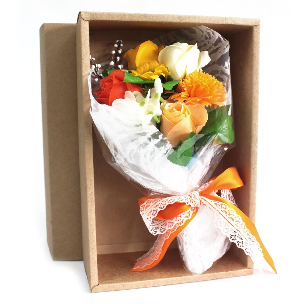 36x Boxed Hand Soap Flower Bouquet - Orange (Full Carton)