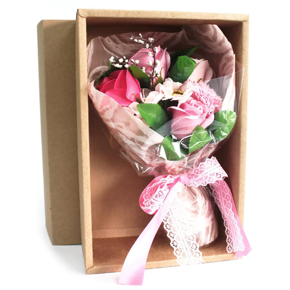 36x Boxed Hand Soap Flower Bouquet - Pink (Full Carton)
