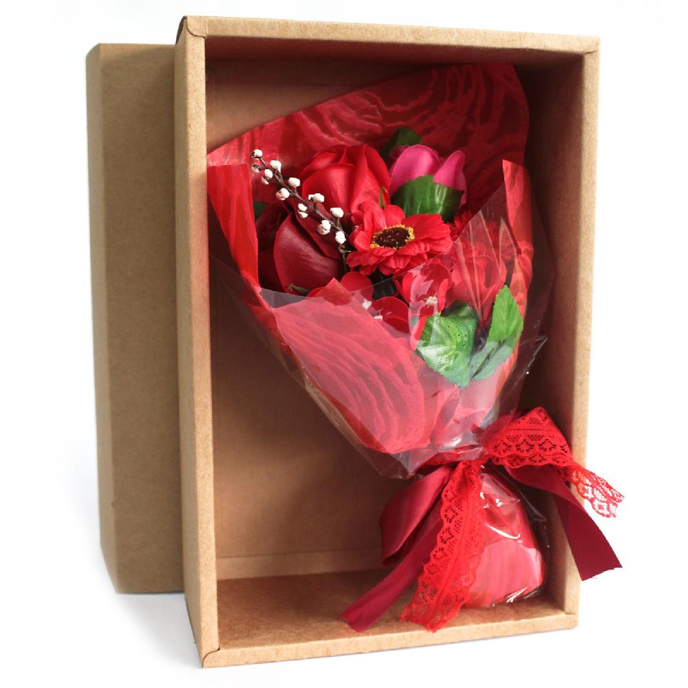 36x Boxed Hand Soap Flower Bouquet- Red (Full Carton)