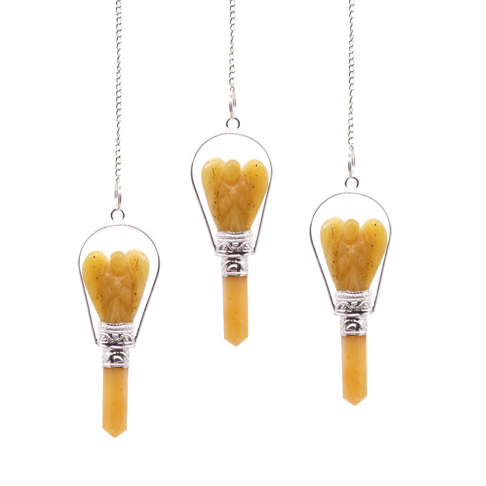 3x Angel Pendulum with Ring - Yellow Quartz