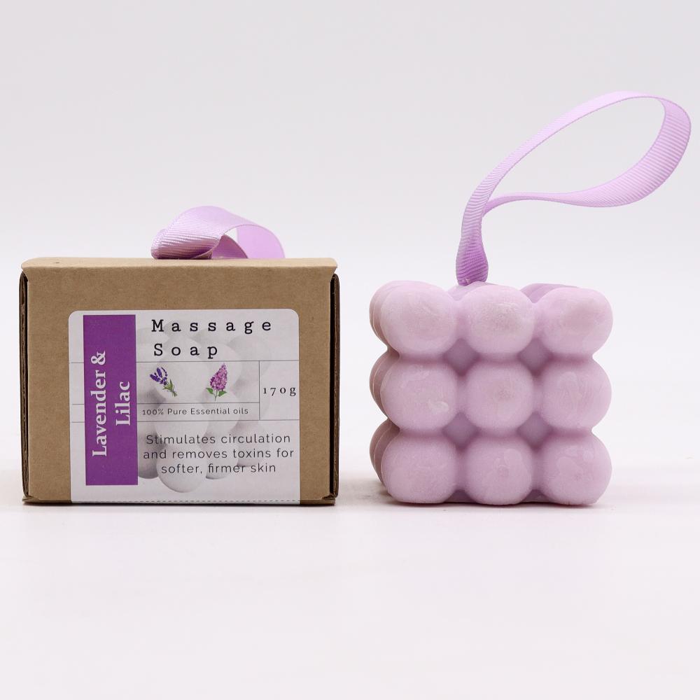 3x Boxed Single Massage Soaps - Lavender & Lilac