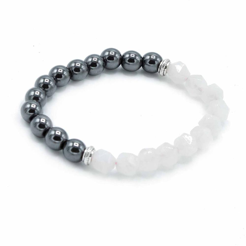 3x Faceted Gemstone Bracelet - Magnetc Rose Quatz
