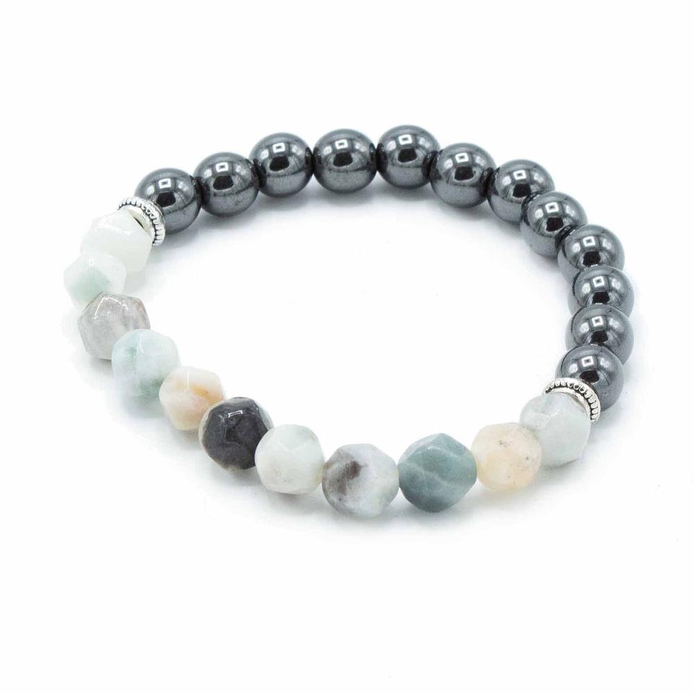 3x Faceted Gemstone Bracelet - Magnetic Mountain Jade