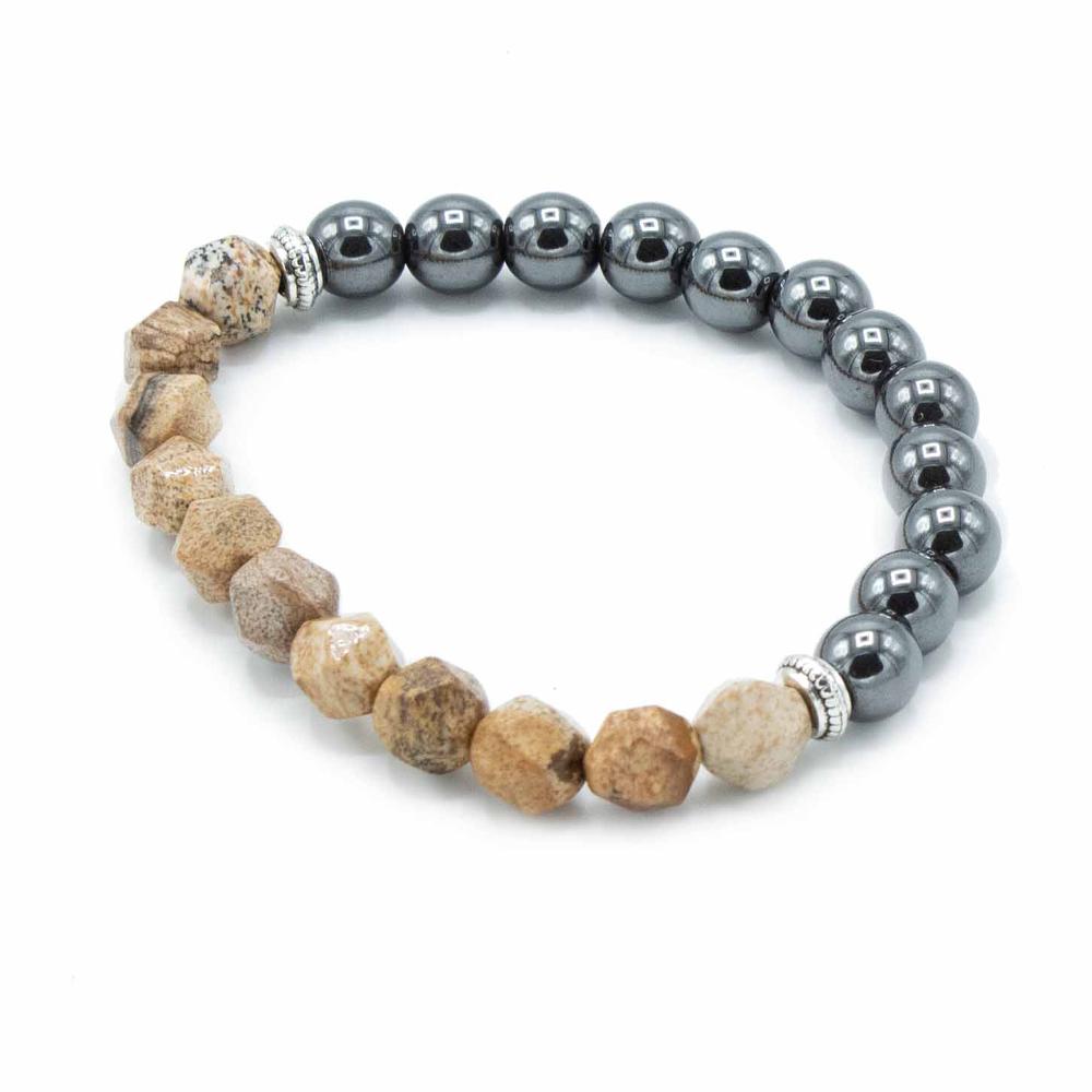 3x Faceted Gemstone Bracelet - Magnetic Picture Jasper