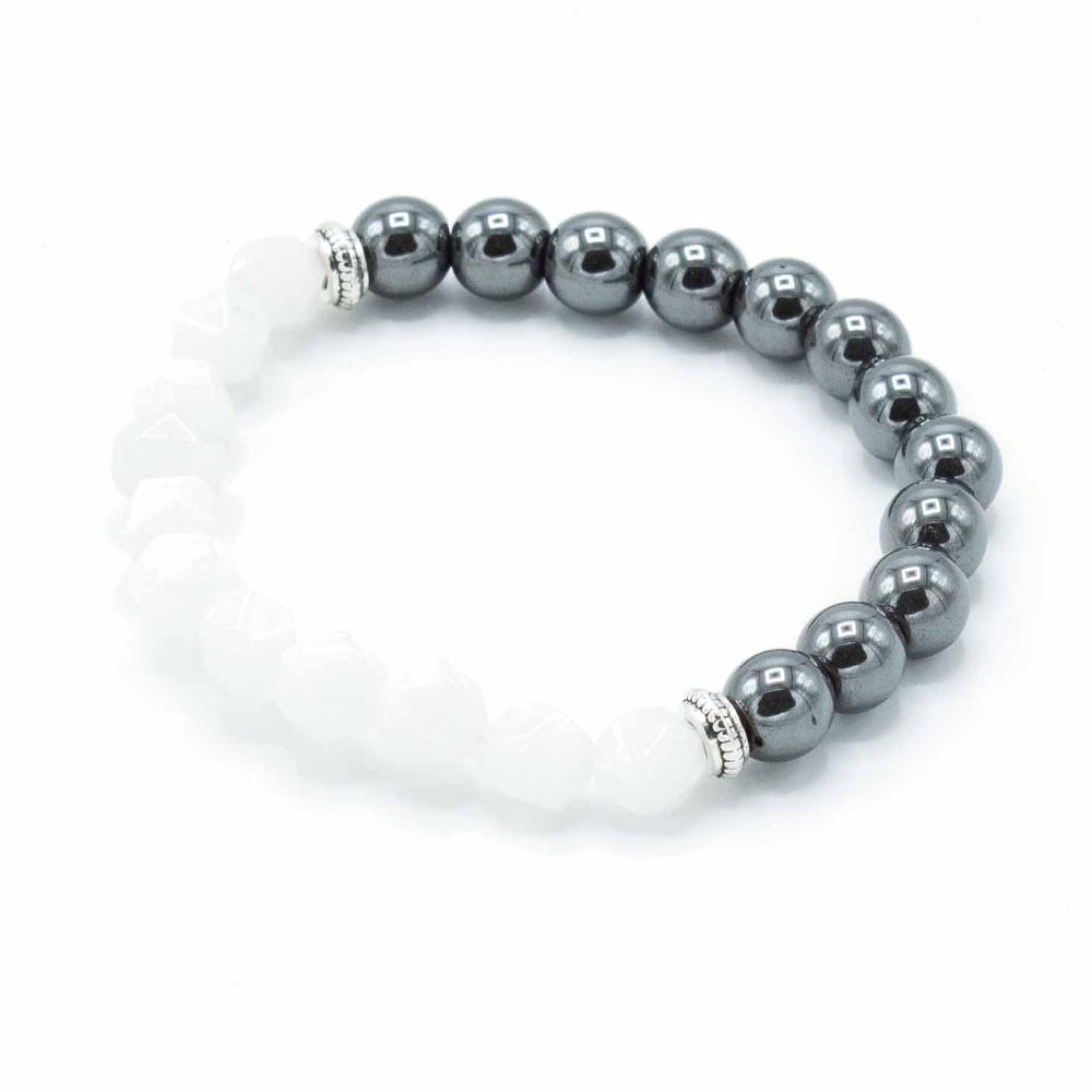 3x Faceted Gemstone Bracelet - Magnetic Rock Quartz