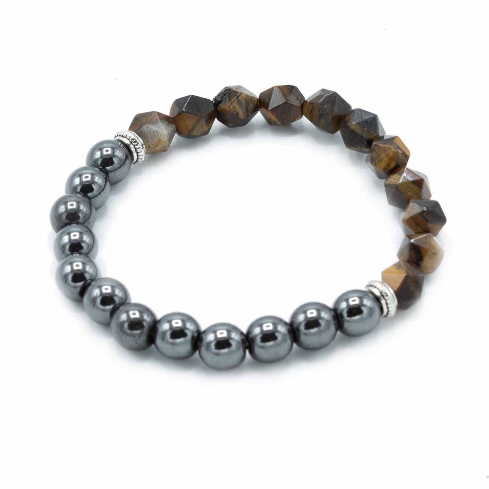 3x Faceted Gemstone Bracelet - Magnetic Tiger Eye