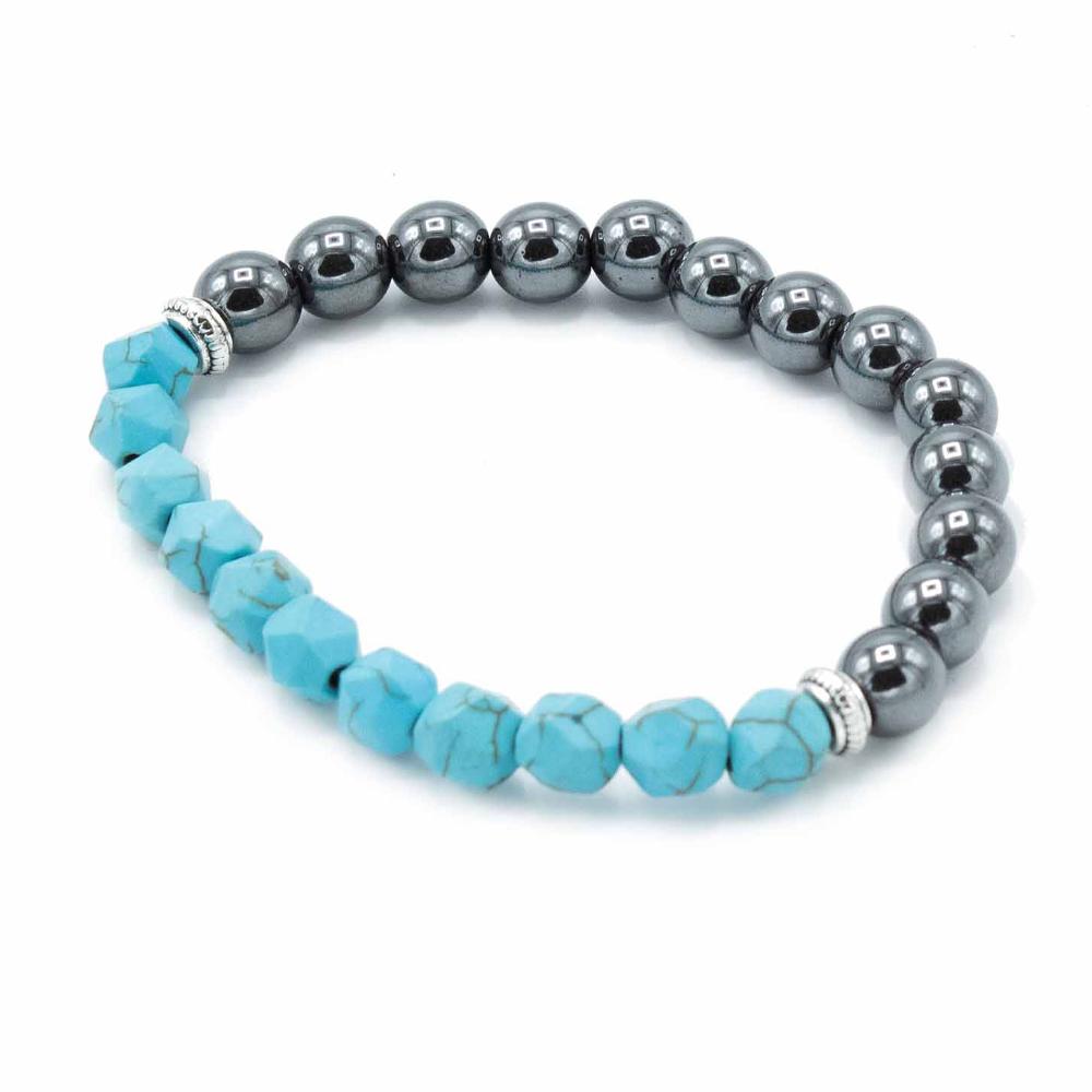 3x Faceted Gemstone Bracelet - Magnetic Turquoise Howlite
