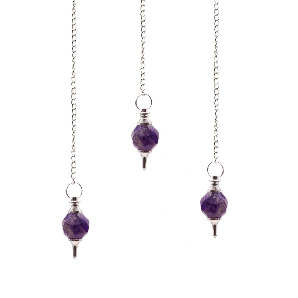 3x Faceted Gemstone Pendulum - Amethyst