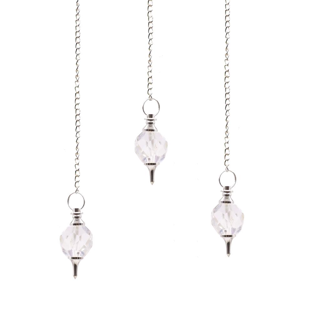 3x Faceted Gemstone Pendulum - Rock Quartz