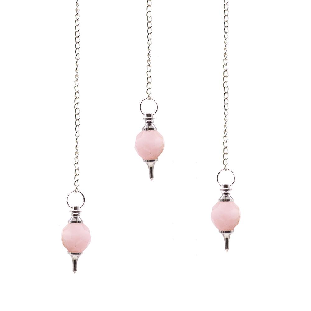 3x Faceted Gemstone Pendulum - Rose Quartz