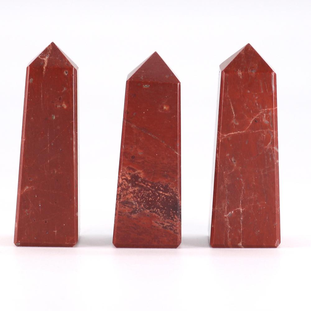 3x Gemstone Obelisk Points approx 5cm - Red Jasper