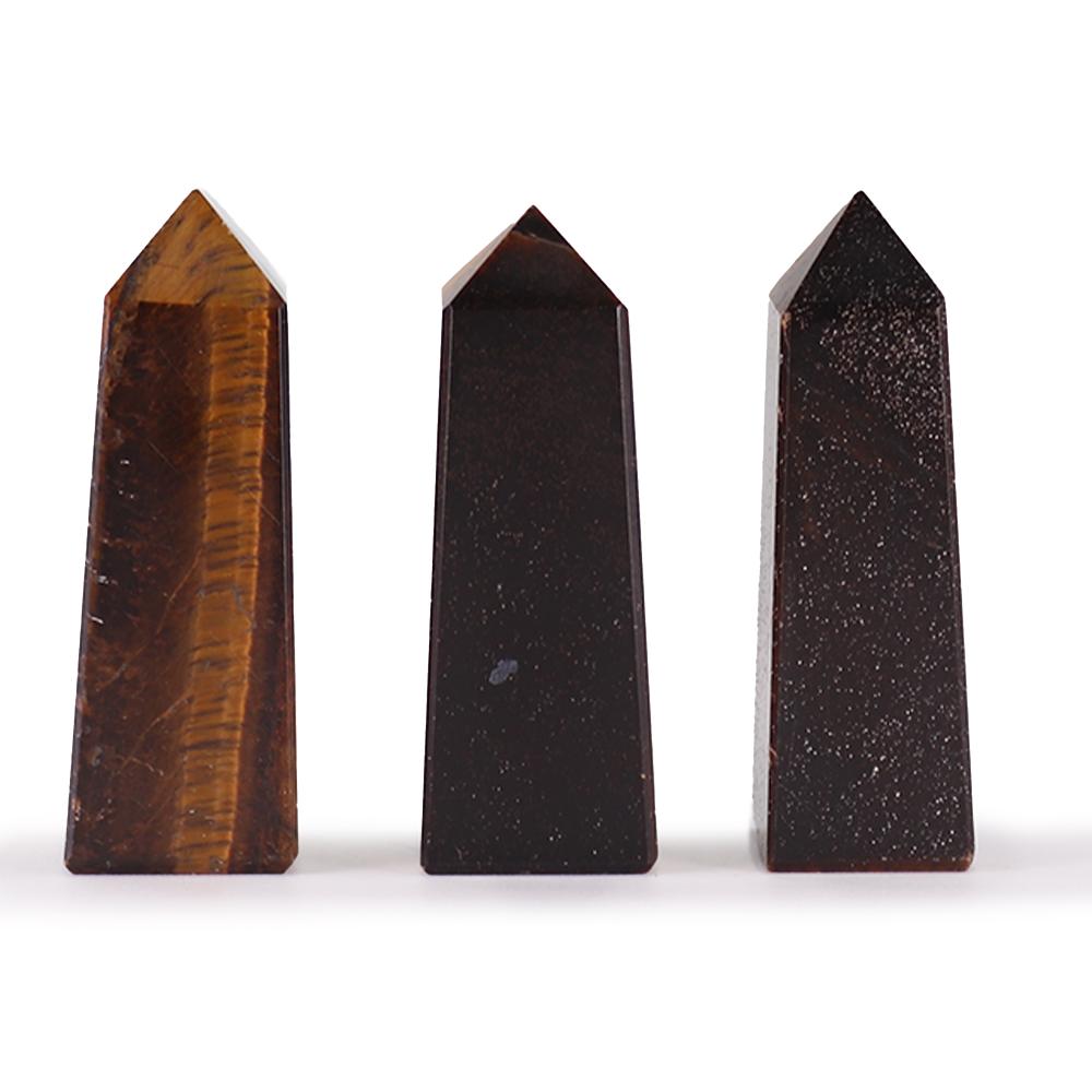 3x Gemstone Obelisk Points approx 5cm - Tiger Eye